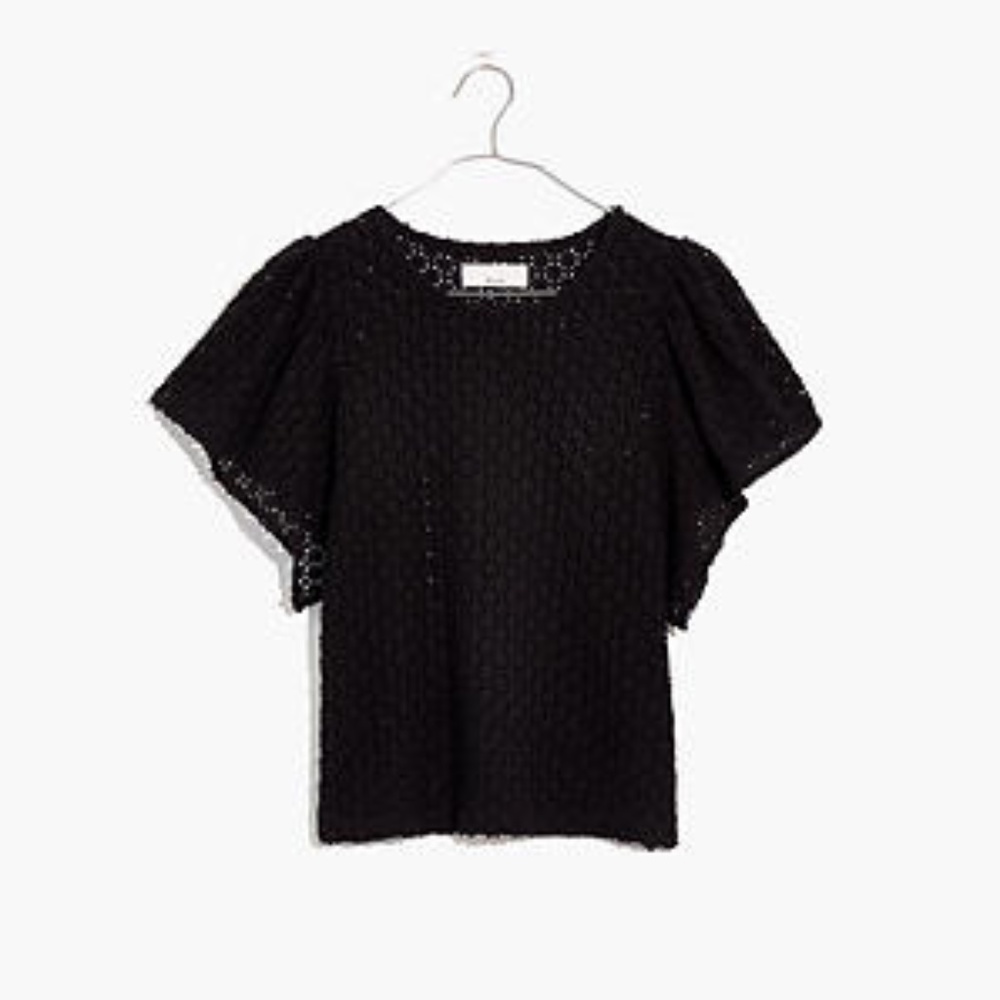 Madewell Eyelet Flutter Sleeve Top (NWT)